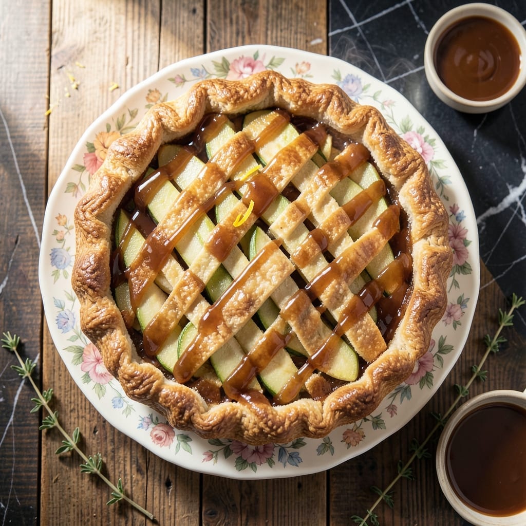 Apple Pie with Caramel Sauce Recipe: Buttery Crust and Gooey Drizzle