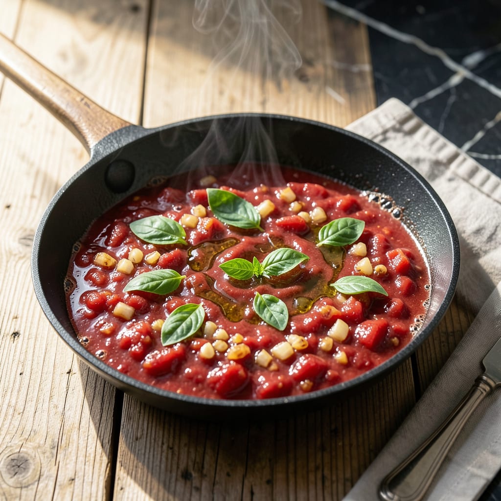 Comprehensive 10 Minute Tomato Sauce Recipe: Fresh Basil Simmered in Minutes visual reference
