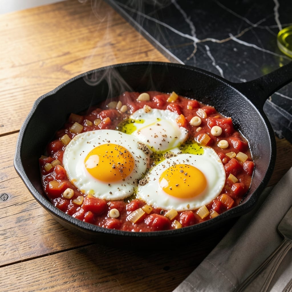 Egg With Tomato Sauce Recipe: Sunny-Side Up in Spiced Red Gravy