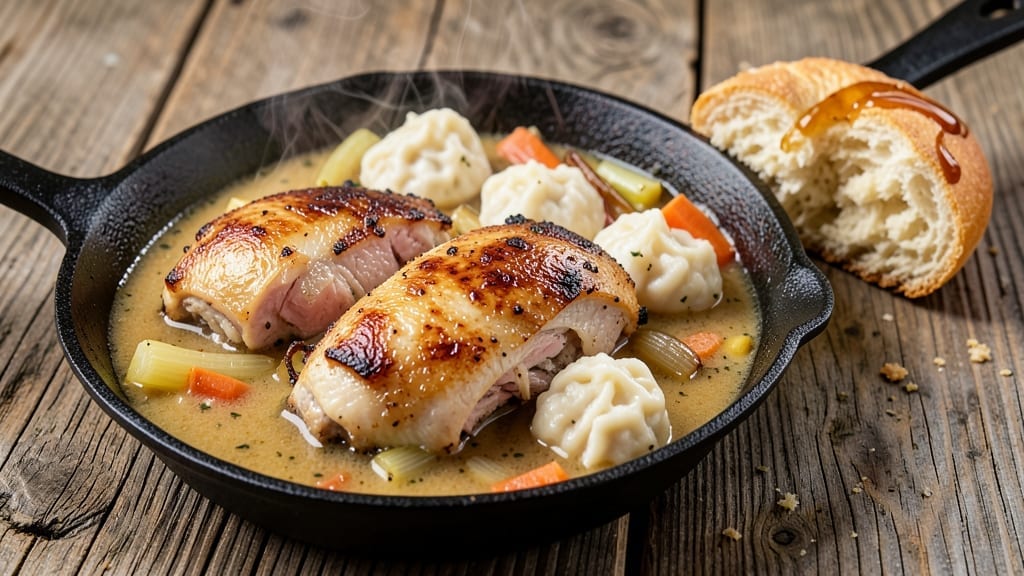 Grandma's Chicken and Dumplings Recipe with Biscuits: One-Pot Harmony of Fluffy Dumplings and Buttery Biscuits