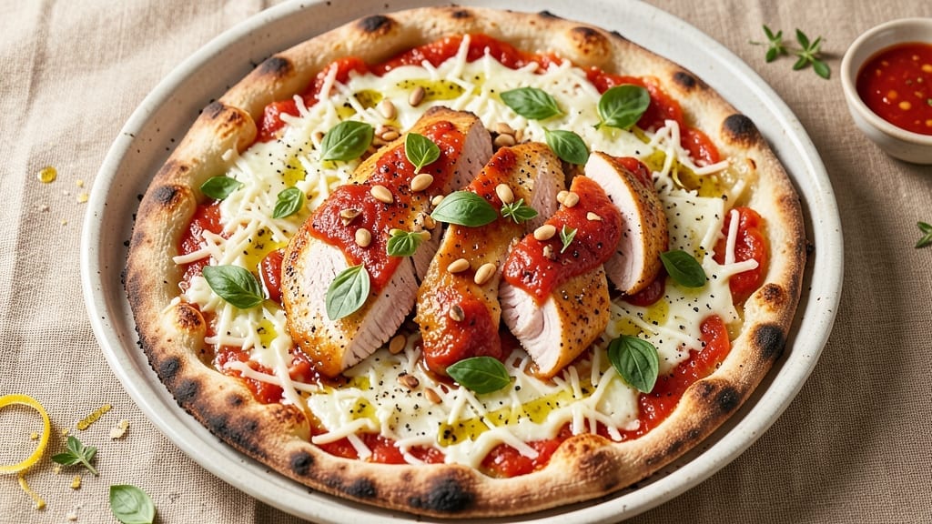 Chicken Pizza Recipe: Crispy Parmesan Crust With Juicy Chicken Center Chicken Pizza Recipe: Crispy Parmesan Crust With Juicy Chicken Center