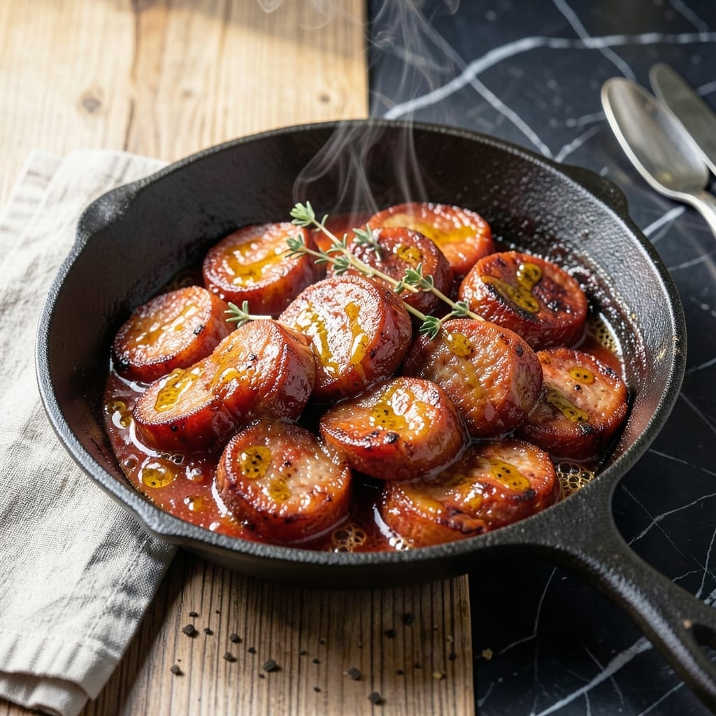 Kielbasa in Sweet Sauce Recipe: Sticky Glazed Simmered Sausage