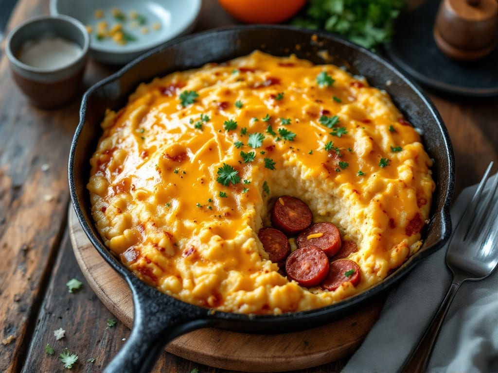 Cheesy Grits with Andouille Sausage