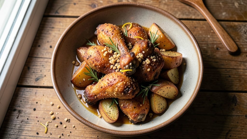 Chicken Wings and Potatoes Recipe: Crispy Parmesan Crunch Meets Herbed Spuds