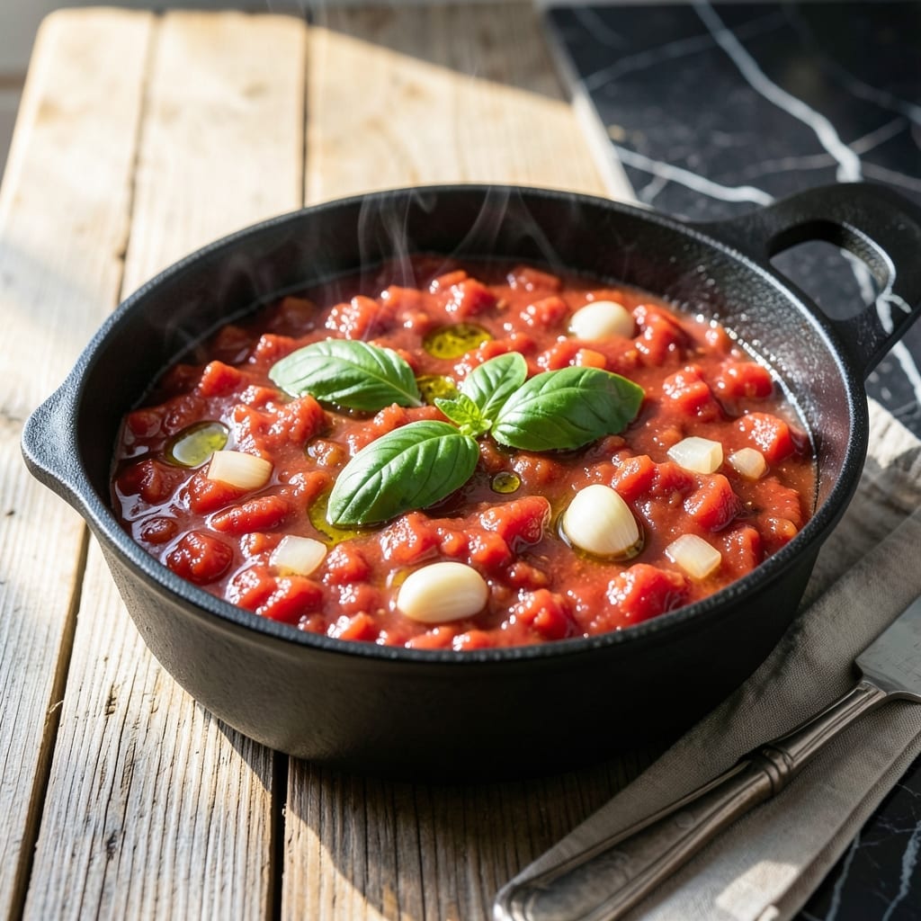First Tomato Sauce Recipe: Fresh Basil Simplicity for Pasta Night