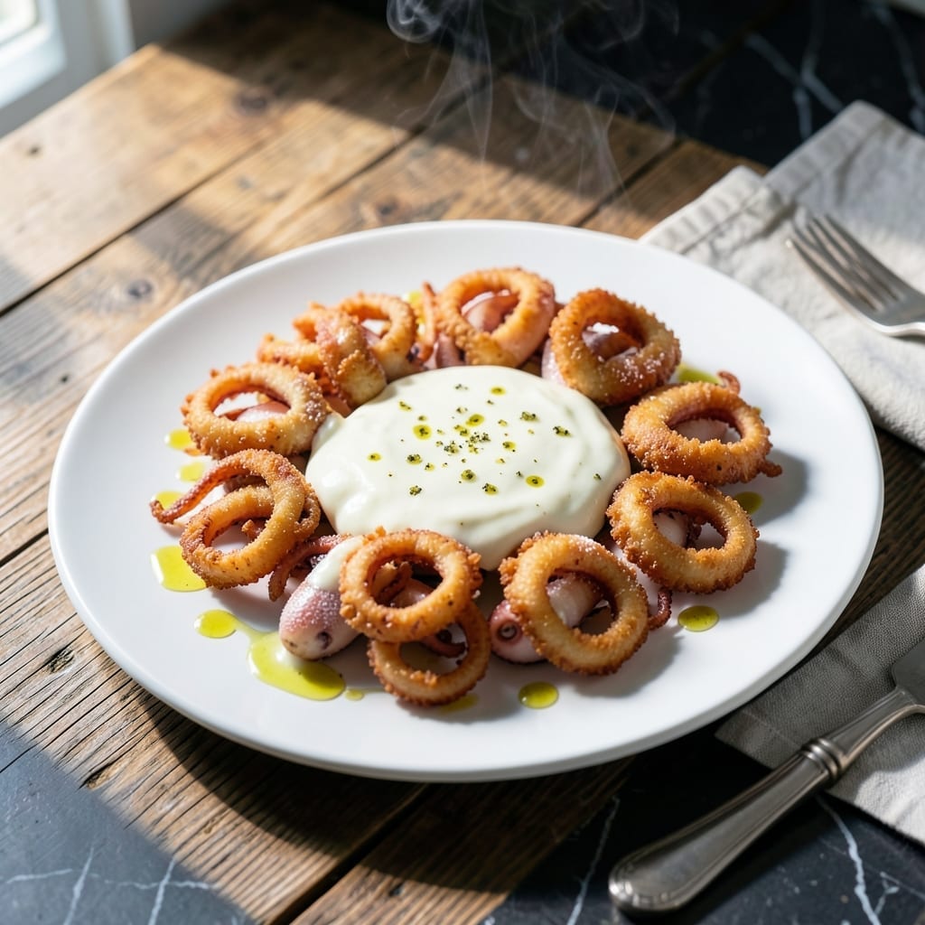 Calamari White Sauce Recipe: Garlicky Lemon Cream for Dipping Calamari White Sauce Recipe: Garlicky Lemon Cream for Dipping