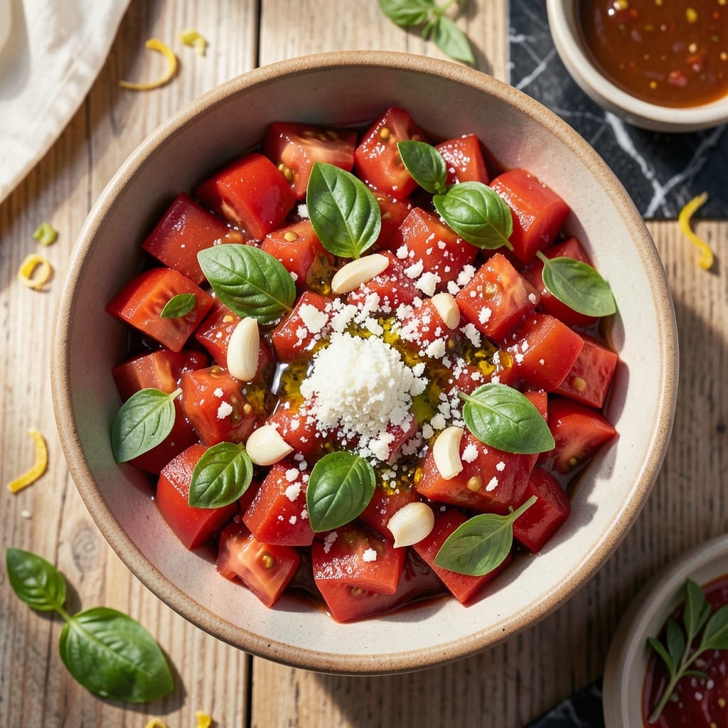 Checca Sauce Recipe: Fresh Uncooked Tomato and Basil Blend Checca Sauce Recipe: Fresh Uncooked Tomato and Basil Blend