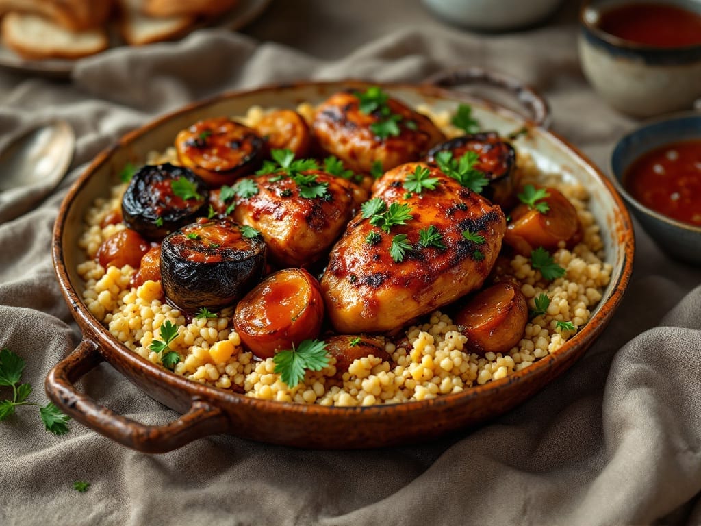 Jamie Oliver's Chicken, Aubergine, Pot Roast, and Couscous Recipe: One-Pan Mediterranean Masterpiece