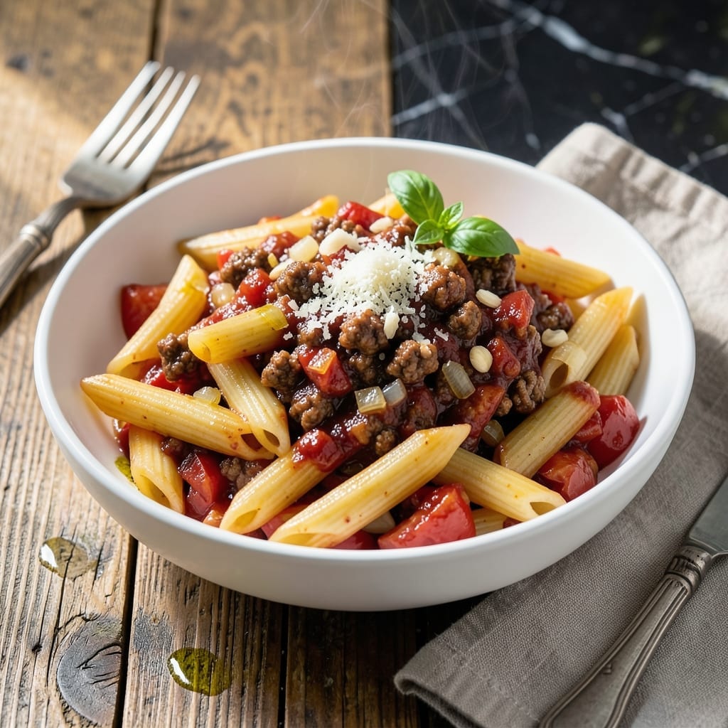 Penne With Meat Sauce Recipe: Hearty Tomato and Herb Richness