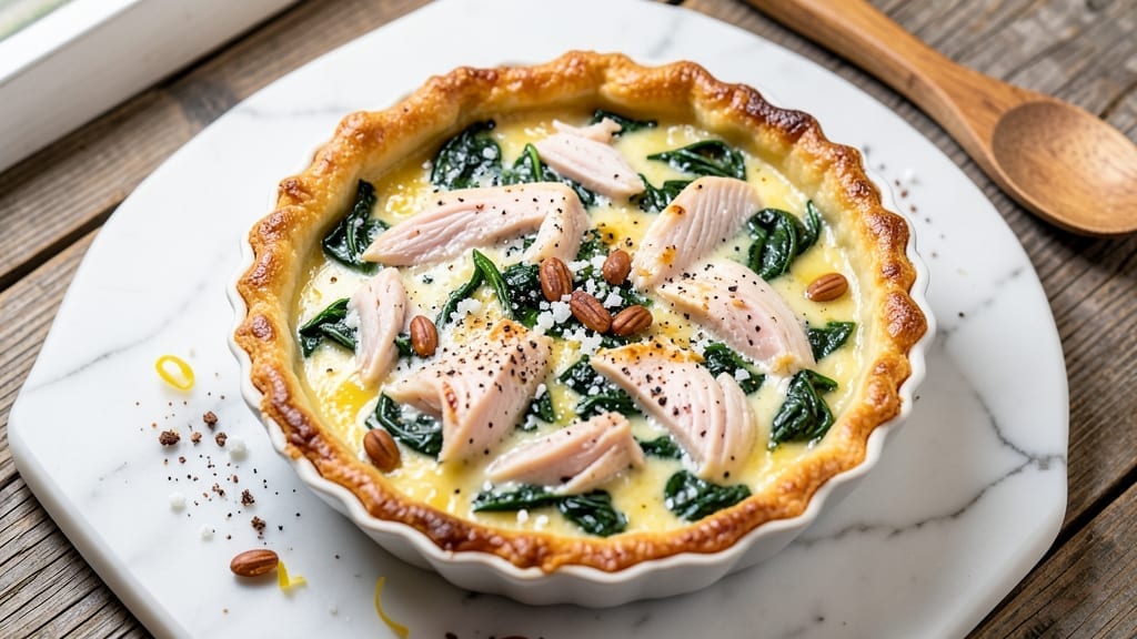 Spinach Chicken Quiche Recipe: Flaky Crust Filled With Herby Creaminess