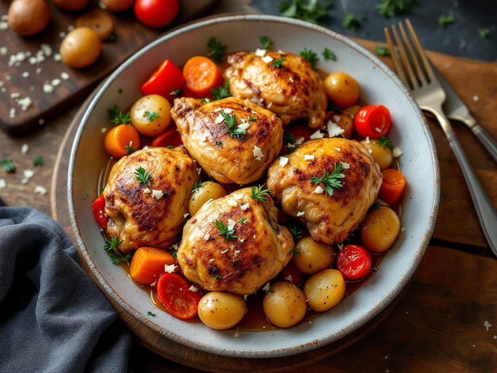 Baked Chicken Thighs With Roasted Veggies Recipe: Hands-Off Sheet Pan Harmony