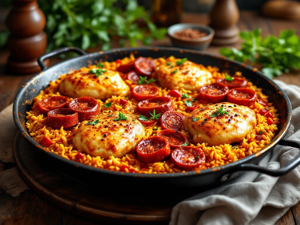 Authentic Chicken and Chorizo Paella Recipe: Saffron-Infused Rice with Smoky Paprika Depth