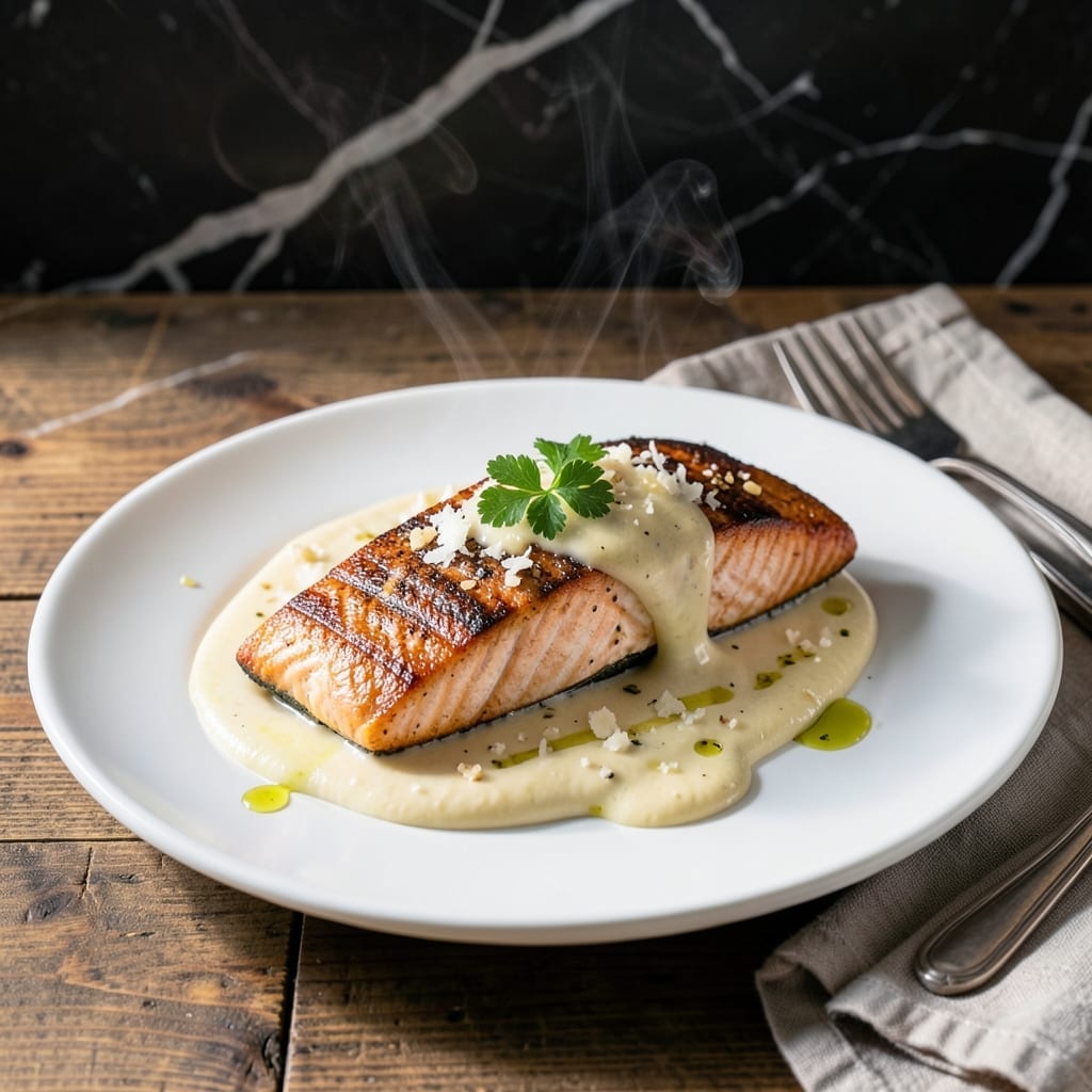 Salmon With Alfredo Sauce Recipe: Rich Cream Sauce Over Flaky Fish