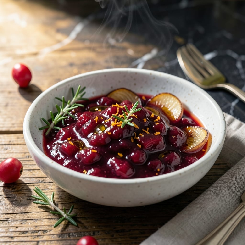 Savory Cranberry Sauce Recipe: Tart and Herb-Infused Condiment Savory Cranberry Sauce Recipe: Tart and Herb-Infused Condiment