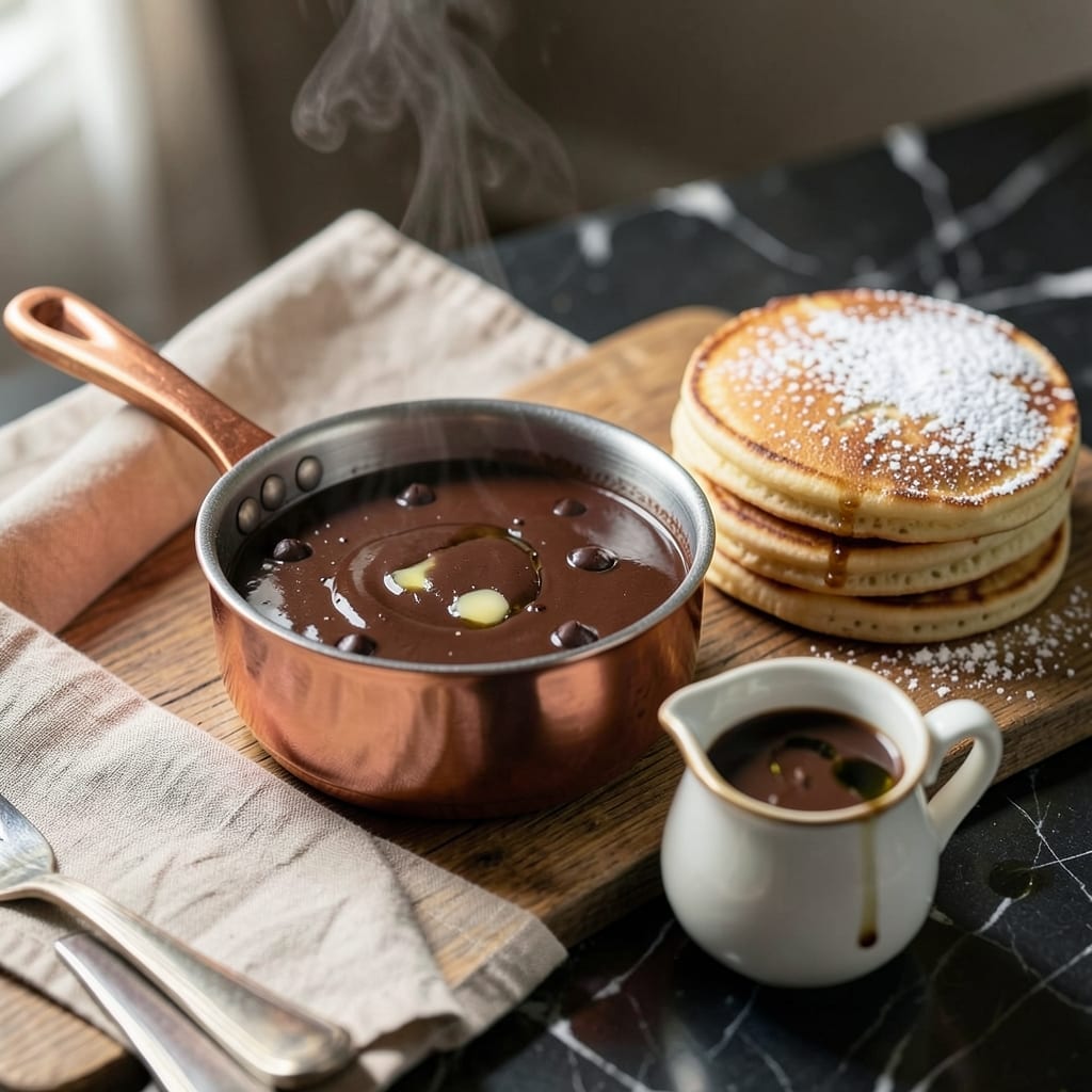 Chocolate Sauce for Pancakes Recipe: Velvet Smooth Pour Over Stacks