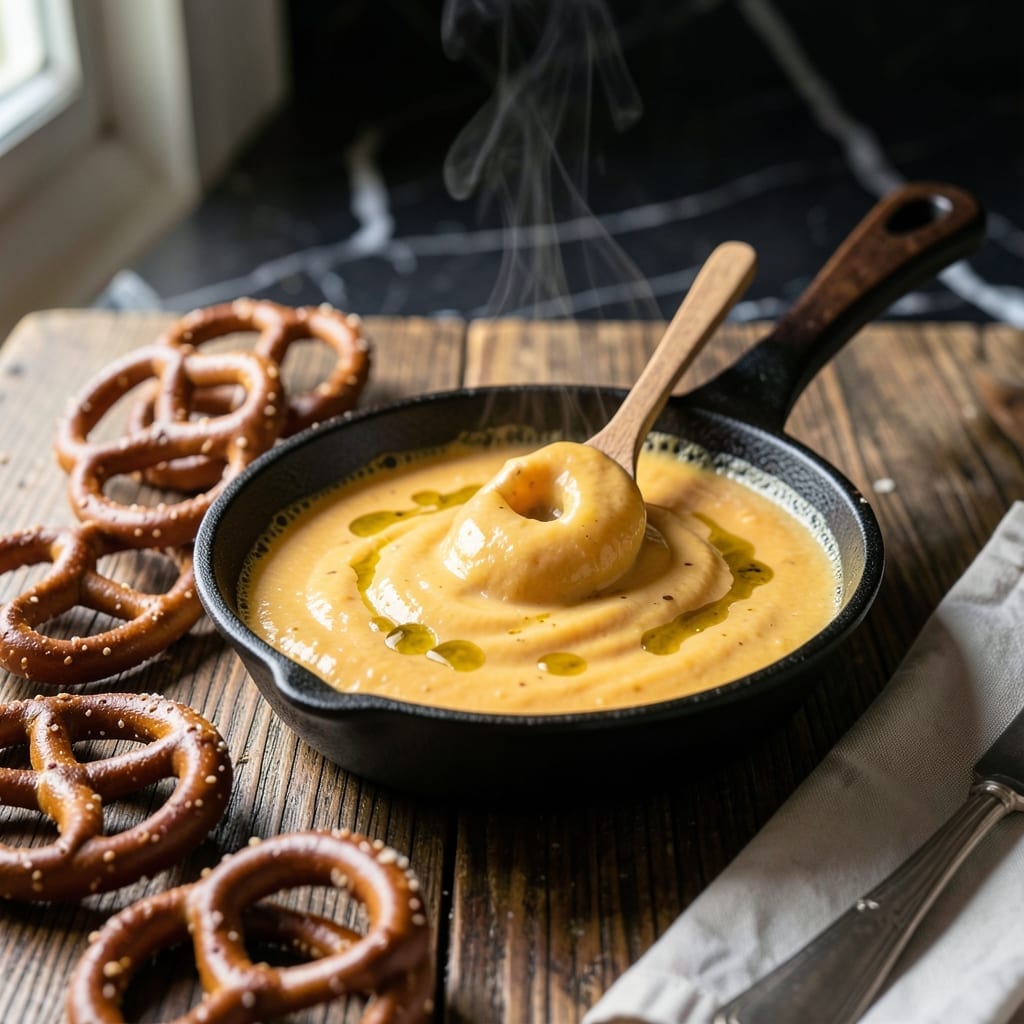 Beer Cheese Dipping Sauce for Pretzels Recipe: Sharp Cheddar and Lager Fusion