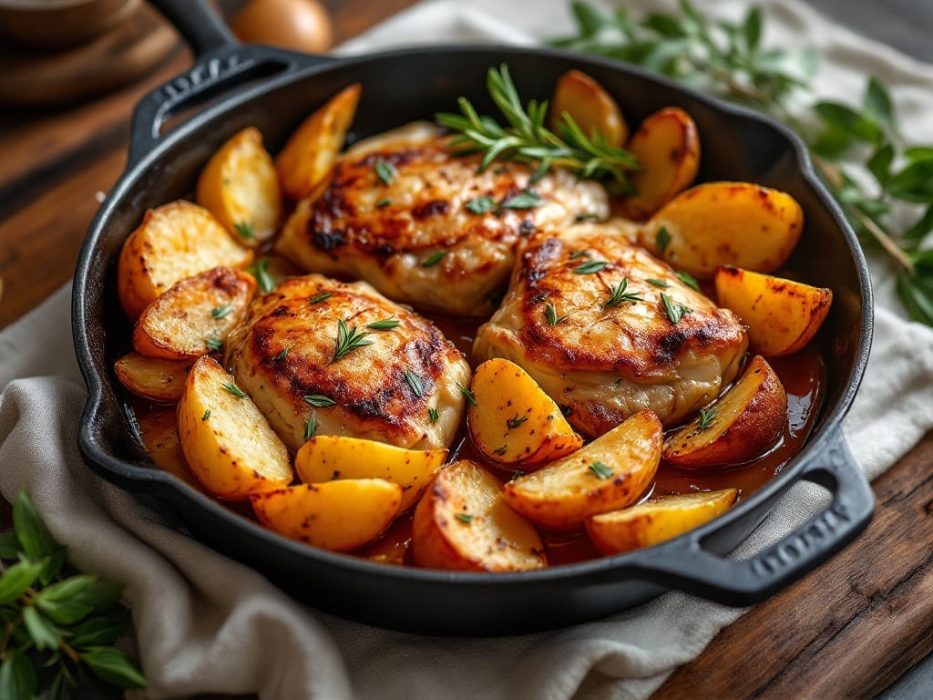 Rosemary Garlic Chicken with Crispy Potatoes