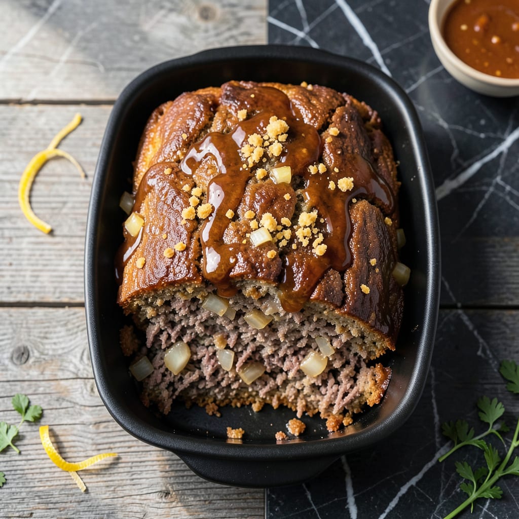 Visual representation of A 1 Sauce Meatloaf Recipe: Moist Center and Caramelized Glaze