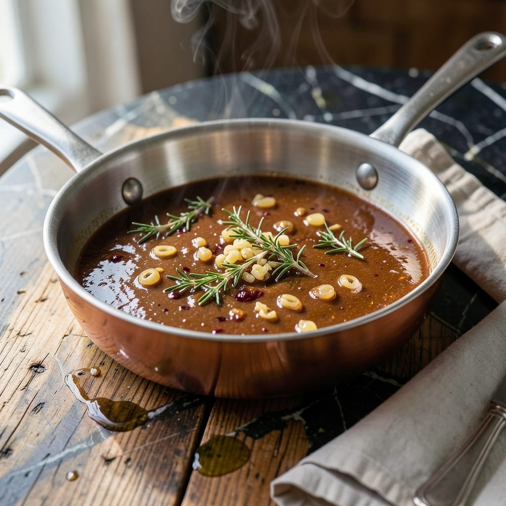 Duck Pan Sauce Recipe: Rich Red Wine and Herb Infusion