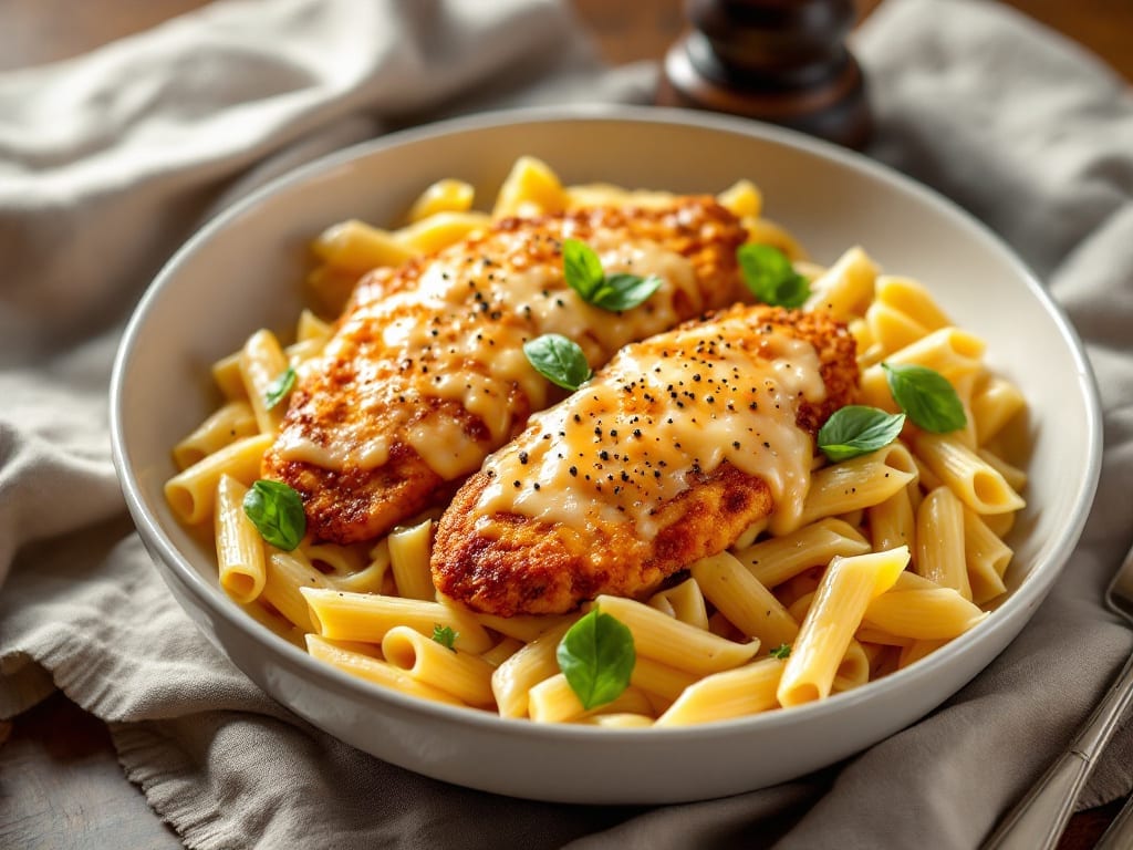 Applebee's Three Cheese Chicken Penne Copycat Recipe: Crispy Parmesan Crust with Triple Cheese Pull