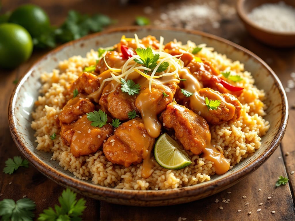 Thai Peanut Chicken with Rice