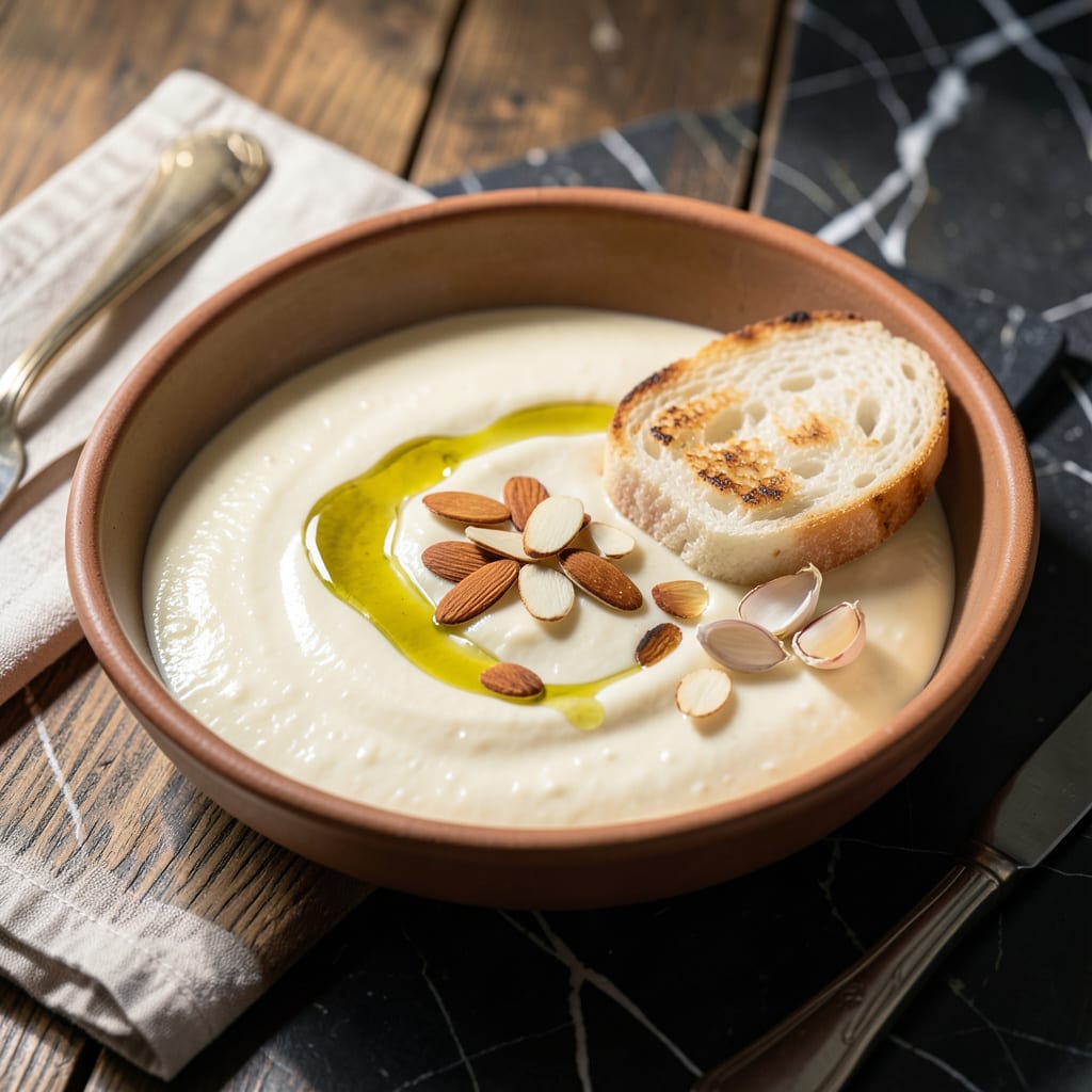 Ajo Blanco Sauce Recipe: Velvety Almond and Garlic Creaminess illustration with key details