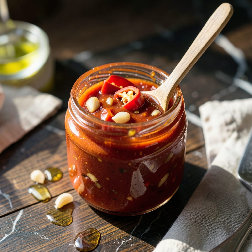 Visual representation of Aladdin's Hot Sauce Copycat Recipe: Fiery Middle Eastern Heat in a Bottle