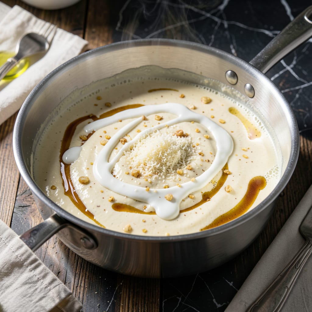 Visual representation of Alfredo Sauce Recipe for a Crowd: Smooth Parmesan Cream for Large Gatherings