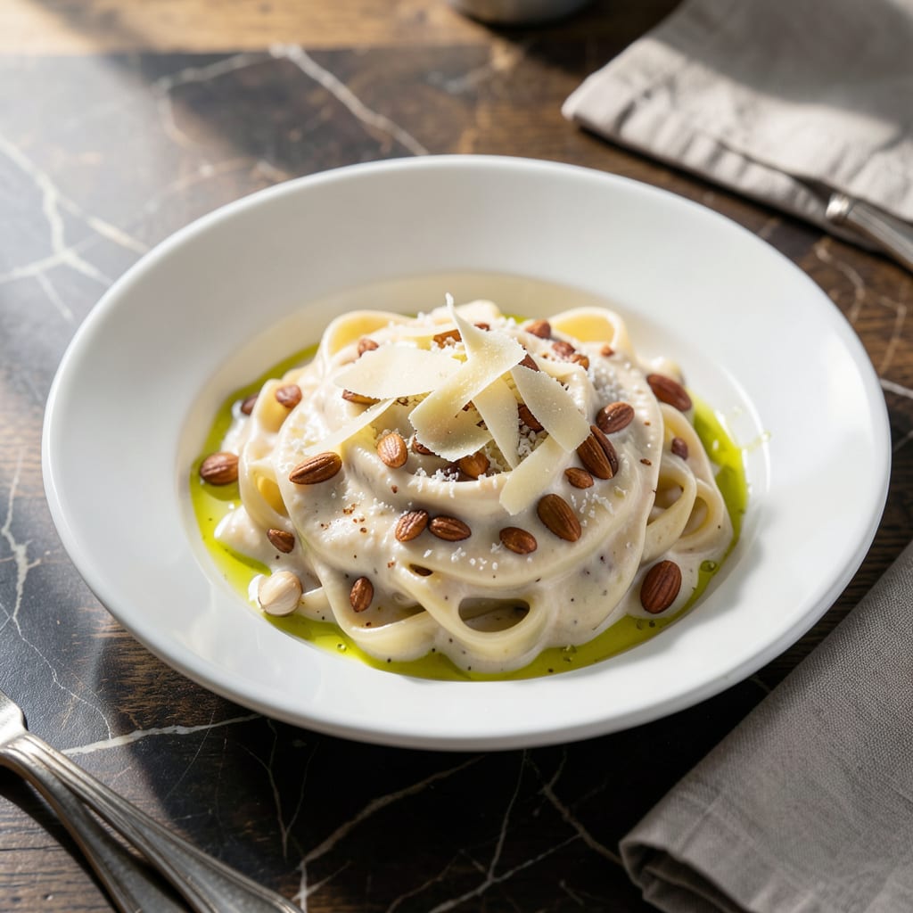 Almond Pasta Sauce Recipe: Nutty Creaminess for Silky Noodles example with annotations