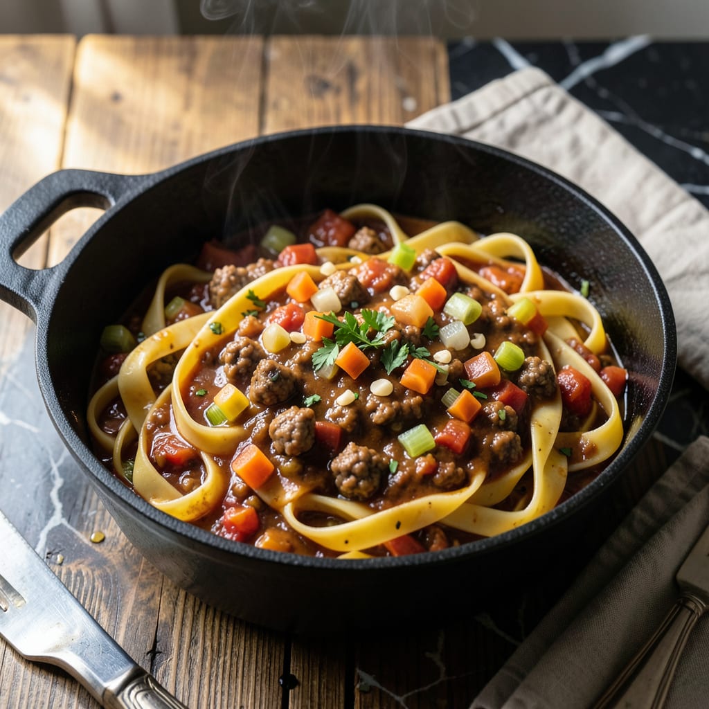 Amazing Bolognese Sauce Recipe: Rich Meat and Herb Simmered Depth illustration with key details