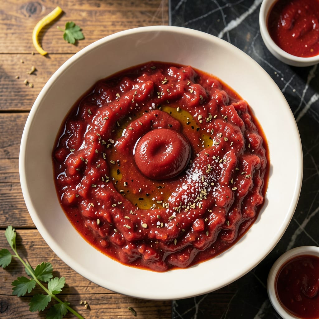 Amish Pizza Sauce Recipe: Tangy Tomato Base for Homemade Pies illustration with key details