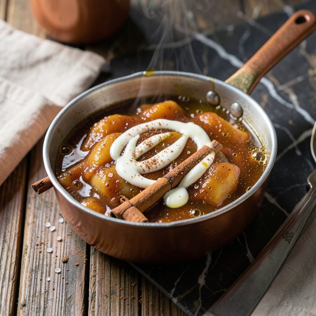 Visual representation of Apple Dumpling Sauce Recipe: Warm Cinnamon Spiced Syrup