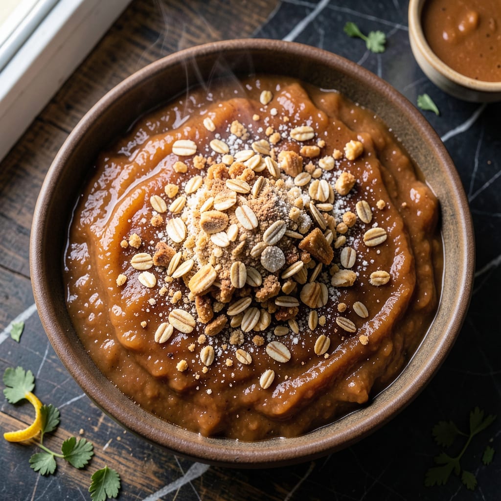 Apple Sauce Crisp Recipe: Warm Spiced Filling With Buttery Oat Topping example with annotations