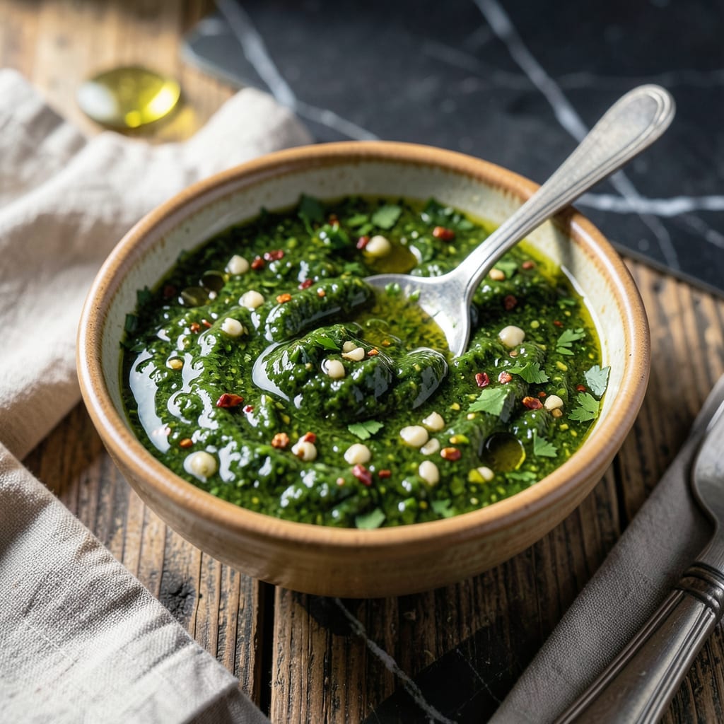 Applebee's Chimichurri Sauce Recipe: Herb Packed Argentinian Brightness illustration with key details