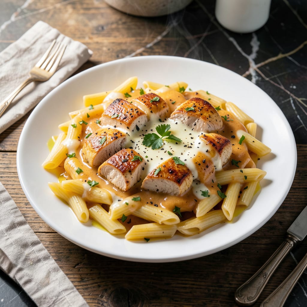 Visual representation of Applebee's Three Cheese Chicken Penne Sauce Recipe: Copycat Creamy Blend for Pasta Night