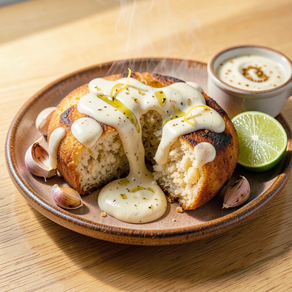 Visual representation of arepa garlic sauce recipe