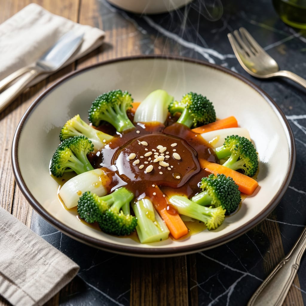 Asian Sauce for Vegetables Recipe: Umami Packed Wok Tossing Glaze illustration with key details