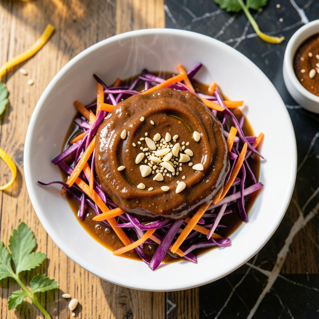 Asian Slaw Sauce Recipe: Tangy Sesame Dressing for Crunchy Veggies example with annotations
