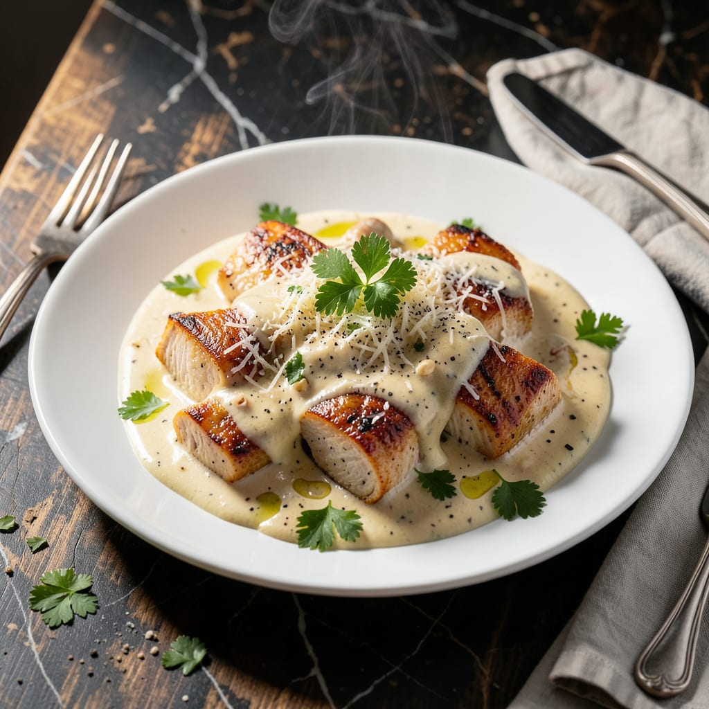 Authentic Chicken Alfredo Sauce Recipe: Rich Parmesan Cream for Pasta example with annotations