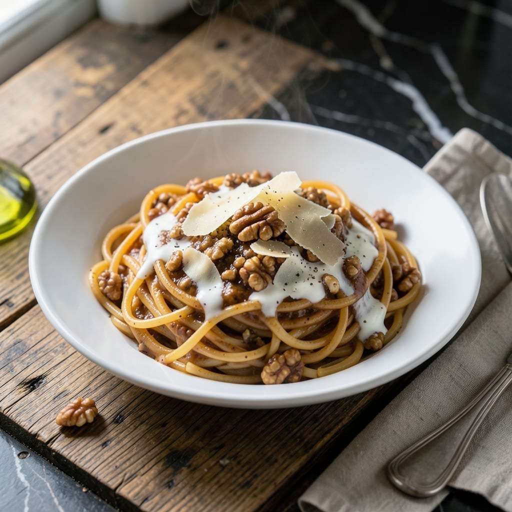 Spaghetti With Walnut Sauce Recipe: Nutty Richness in Every Bite