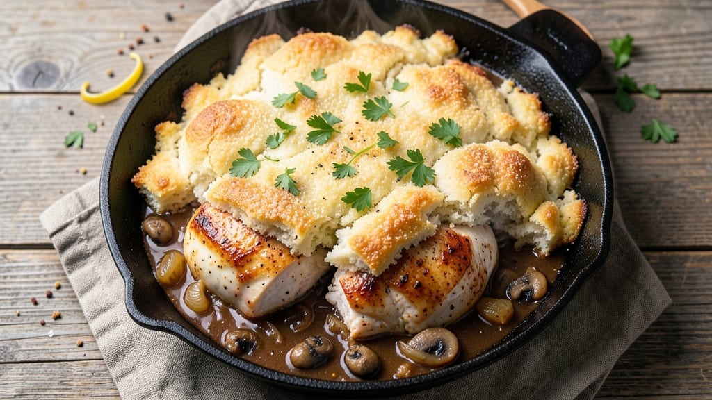 Homestyle Chicken and Cobbler Bake Recipe: Buttery Top Crust Meets Juicy Chicken in One Dish