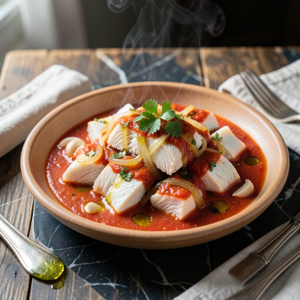 Baccala in Tomato Sauce Recipe: Salted Cod Simmered in Rich Italian Tradition illustration with key details