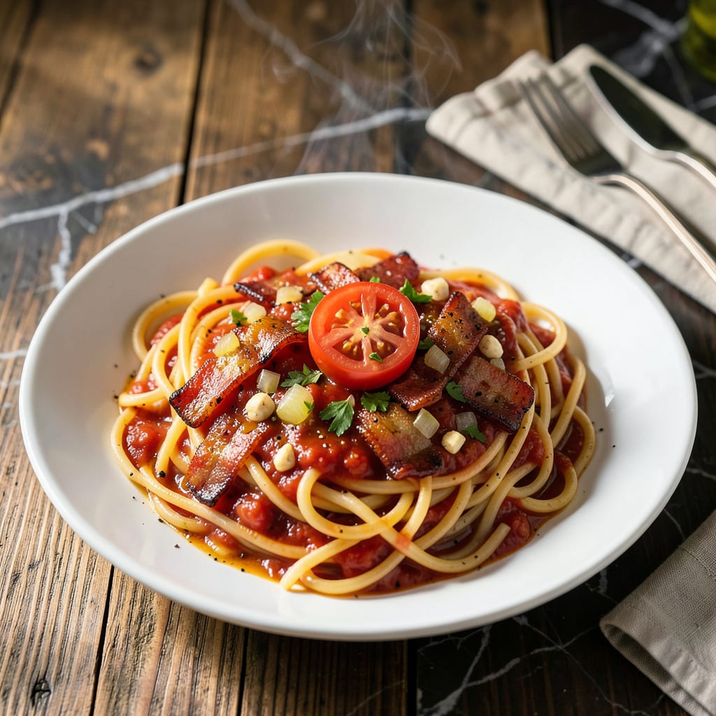 Bacon Spaghetti Sauce Recipe: Smoky Depth for Perfect Pasta Coating illustration with key details