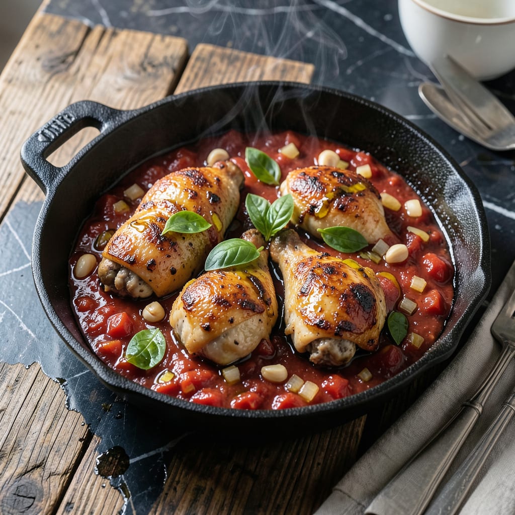 Comprehensive Baked Chicken and Tomato Sauce Recipe: Wine Infused Mediterranean Magic visual reference