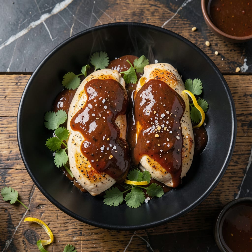 Visual representation of Baked Chicken Breast With Barbecue Sauce Recipe: Smoky Glaze Locked In Juices