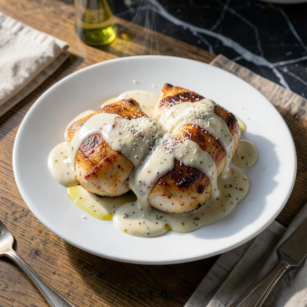 Comprehensive Baked Chicken in White Sauce Recipe: Velvety Parmesan and Herb Indulgence visual reference