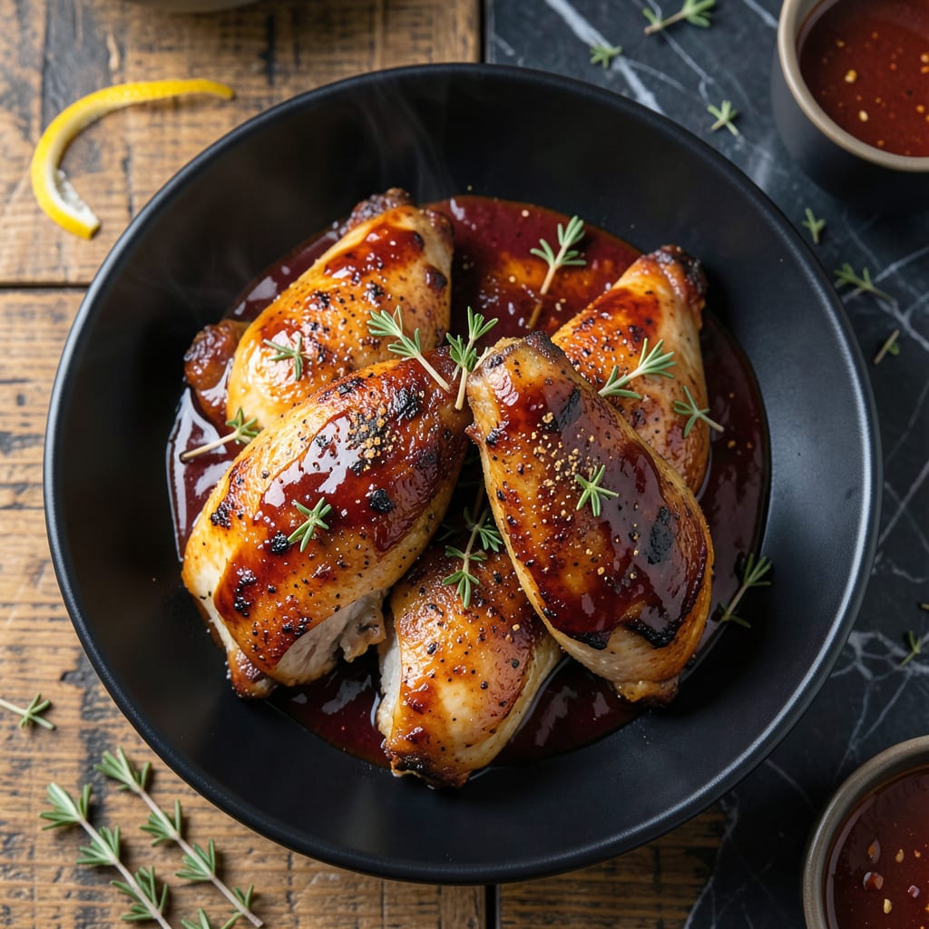 Visual representation of Baked Chicken With BBQ Sauce Recipe: Smoky Glaze Over Juicy Thighs