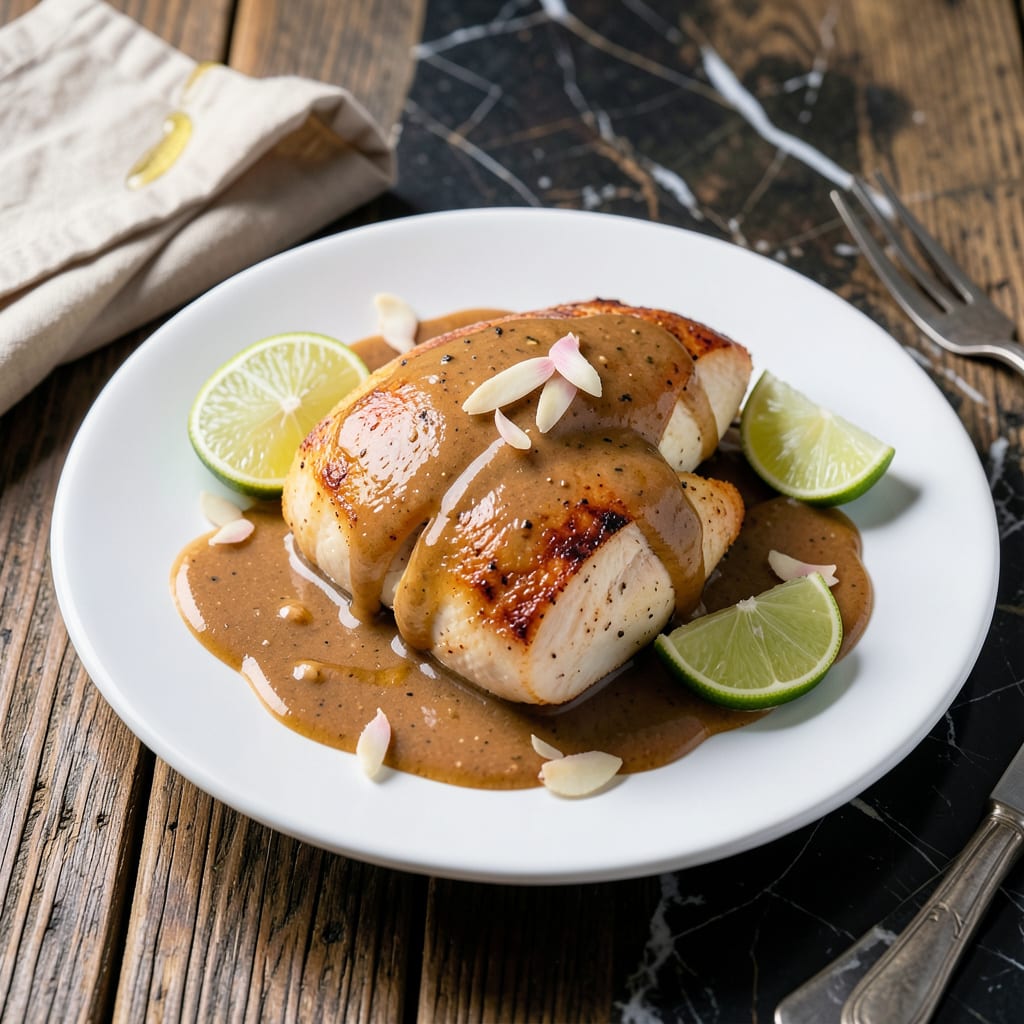 Baked Chicken With Peanut Sauce Recipe: Thai Inspired Satay Flavor example with annotations