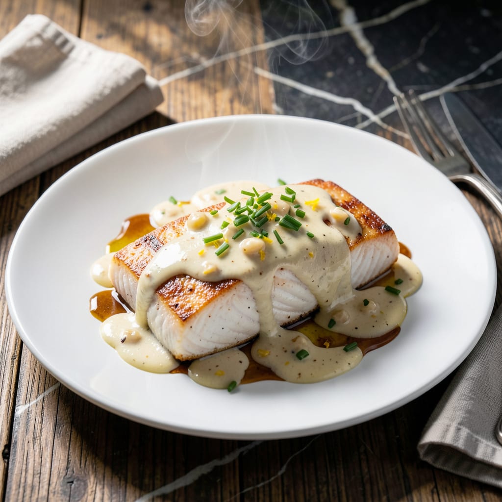 Baked Cod Sauce Recipe: Lemon Garlic Butter Emulsion illustration with key details