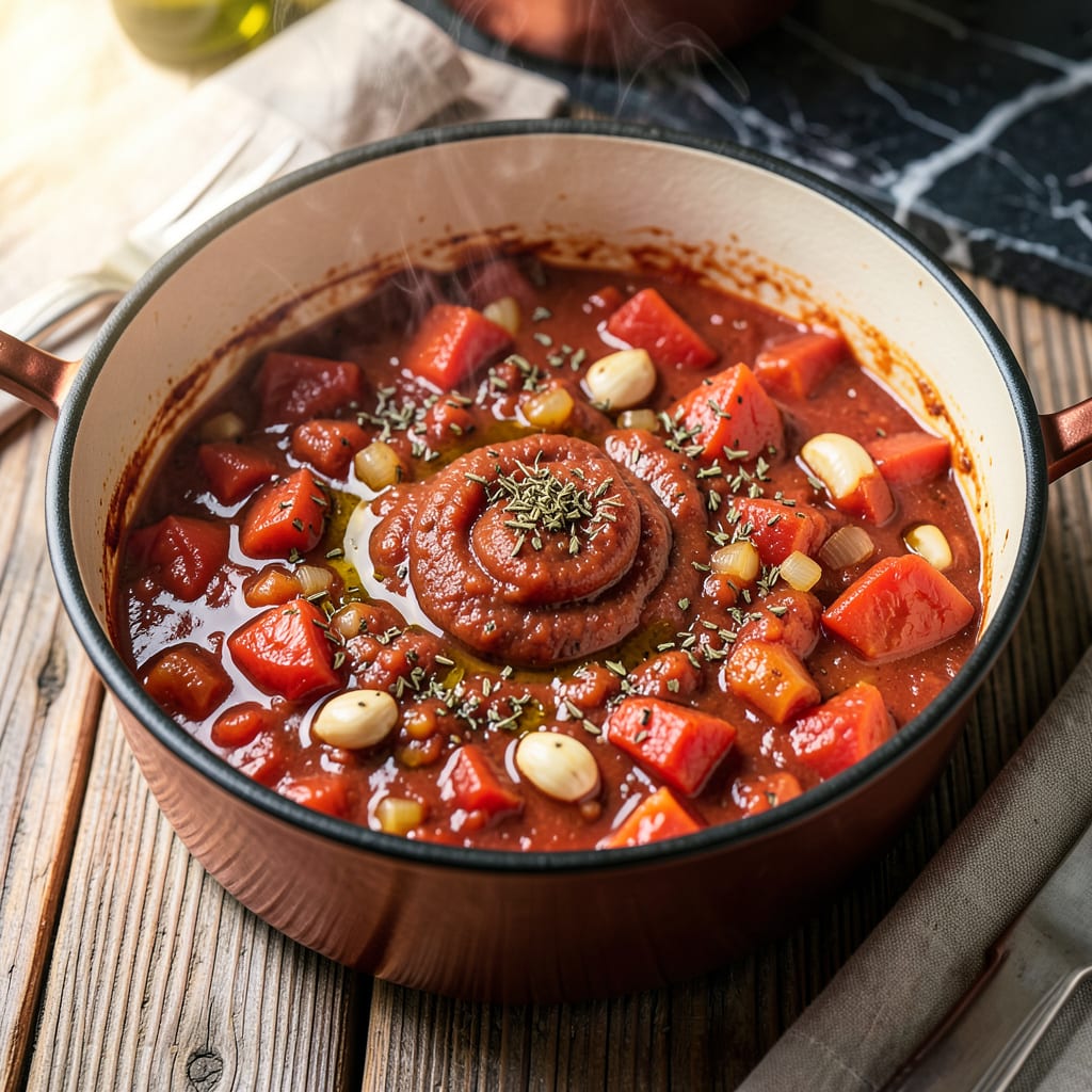 Visual representation of Baked Spaghetti Sauce Recipe: Rich Tomato Base for Authentic Flavor